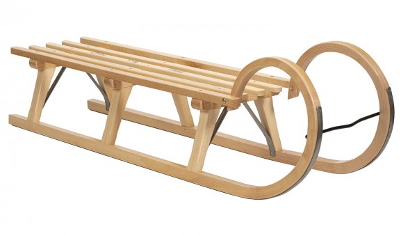 Rodelberg® Hörner-Schlitten Holz 115 cm